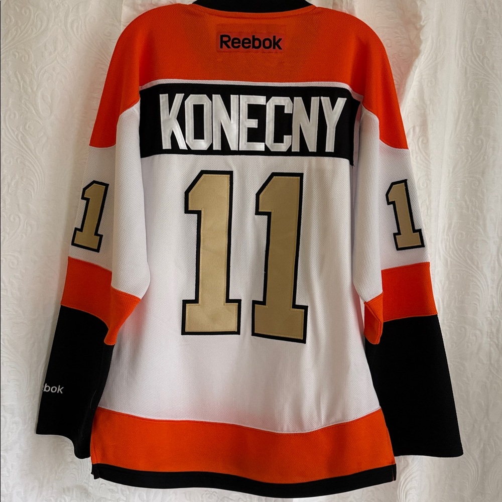Reebok Philadelphia Flyers White, Orange & Black Game Jersey